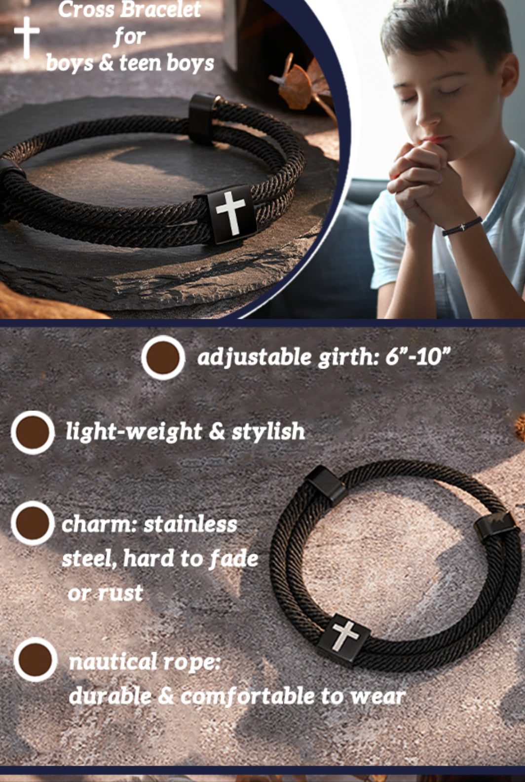 Vera Rope Braided Cross Bracelet