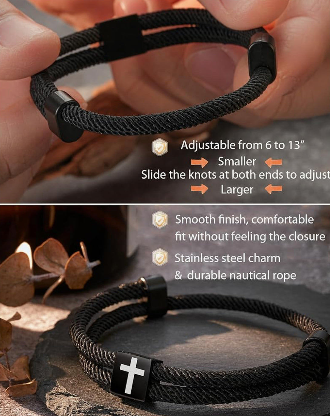 Vera Rope Braided Cross Bracelet